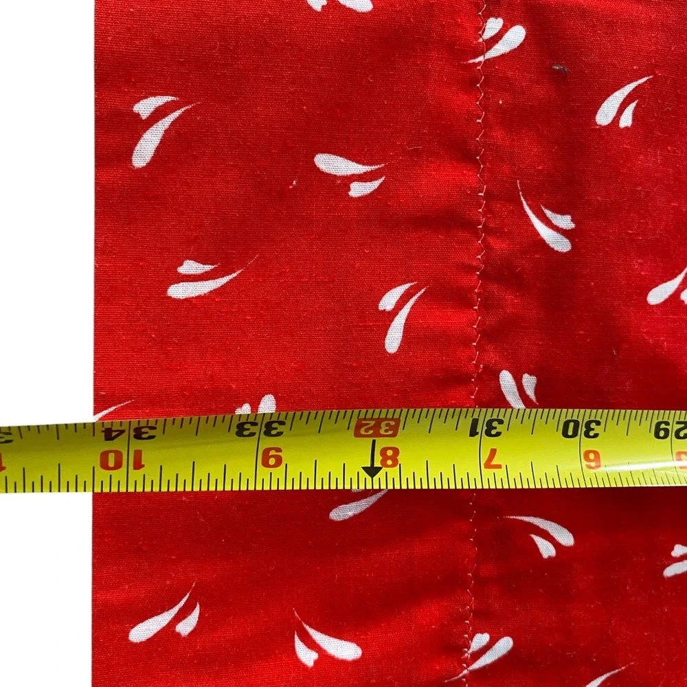 Vtg Handmade Patchwork Quilt Topper Red Ric-Rac Trim Farmhouse Decor No Stuffing
